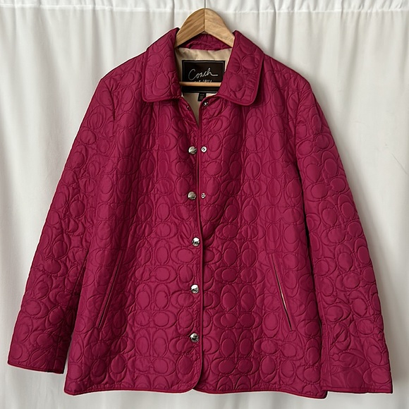 Coach Jackets & Blazers - Coach Beautiful Magenta Purple Snap Button Long Sleeve Jacket Coat **Sz XL**🌸🌸